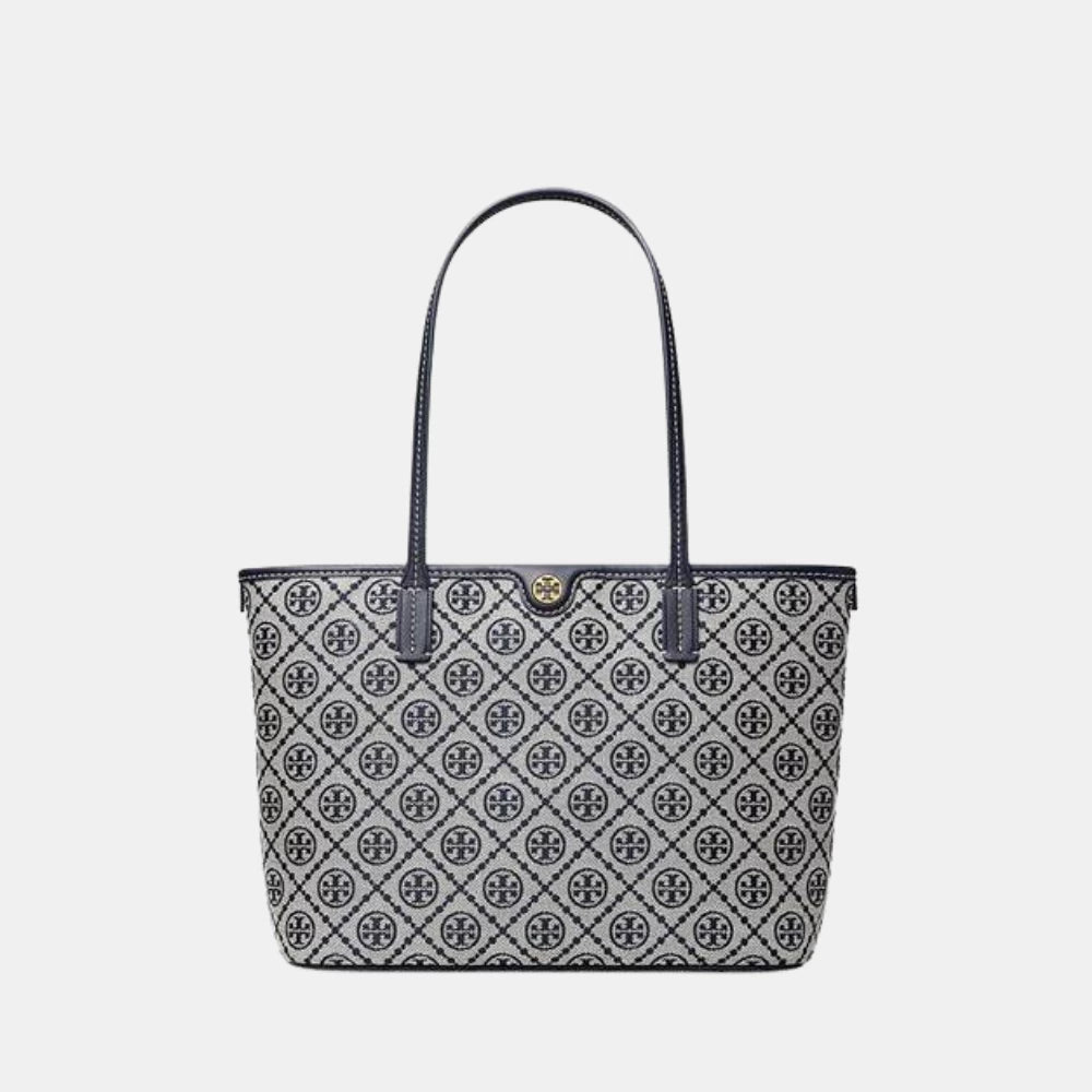 Tory Burch Small T Monogram Zip Tote (Tory Navy) - DIVA ONLINE STORE