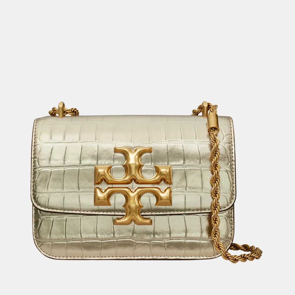 Tory Burch Small Eleanor Croc - Embossed Bag (Gold) - DIVA ONLINE STORE