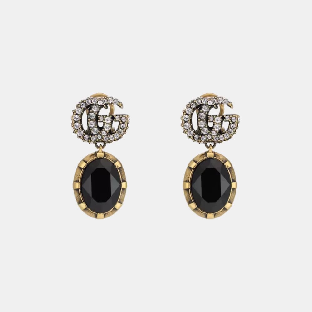 Gucci GG Black Crystal Earrings - DIVA ONLINE STORE