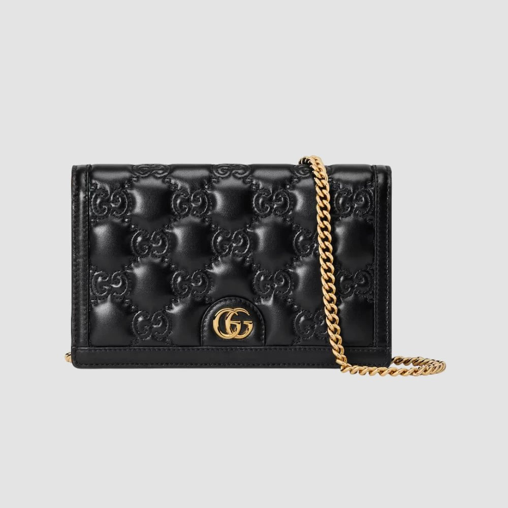 Gucci GG Matelassé Chain Wallet (Black) - DIVA ONLINE STORE