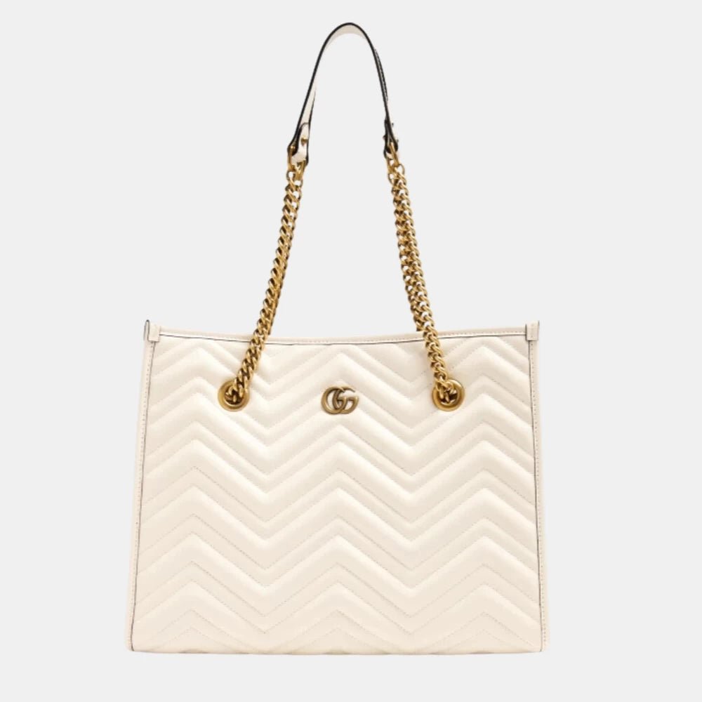Gucci GG Marmont Medium Tote Bag (White) - DIVA ONLINE STORE