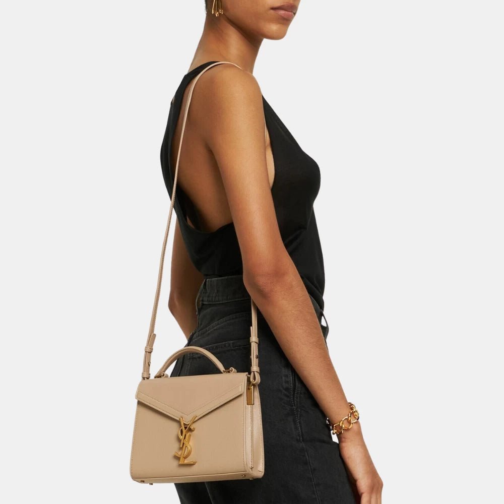 Saint Laurent Cassandra Mini Top Handle Bag (Beige) - DIVA ONLINE STORE