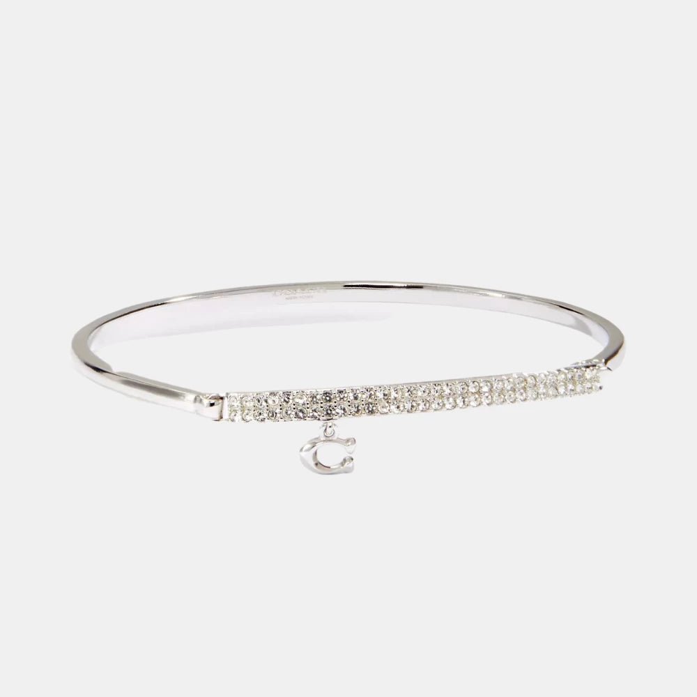 Coach Signature Pave Bar Hinged Bangle (Silver) - DIVA ONLINE STORE