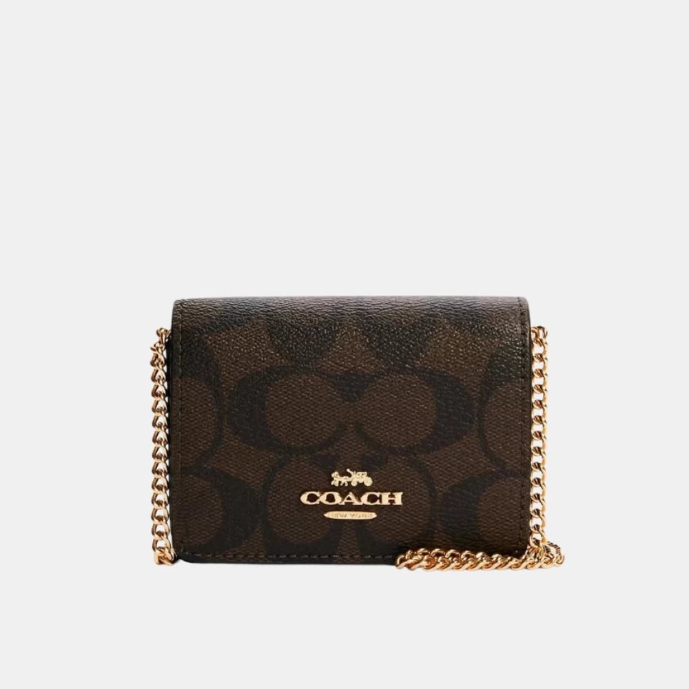 Coach Mini Wallet On Chain in Signature Canvas - DIVA ONLINE STORE