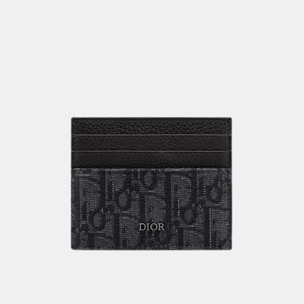 Dior Card Holder in Black Oblique Jacquard and Calfskin - DIVA ONLINE STORE