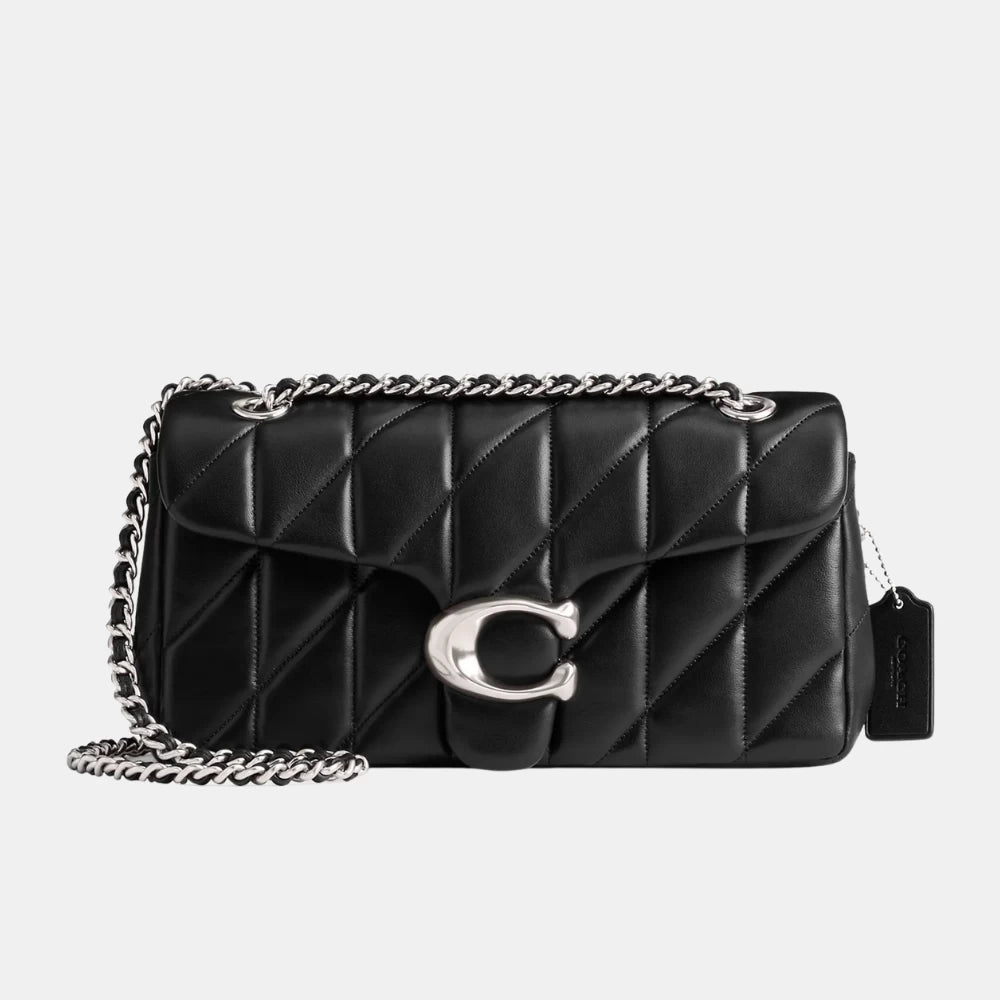 Coach Quilted Tabby Shoulder Bag (Black/Silver) - DIVA ONLINE STORE