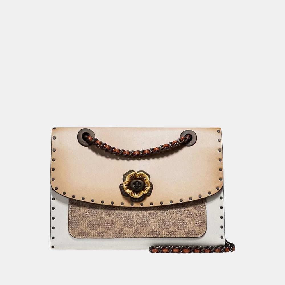 Coach Parker With Border Rivets And Snakeskin Detail - DIVA ONLINE STORE