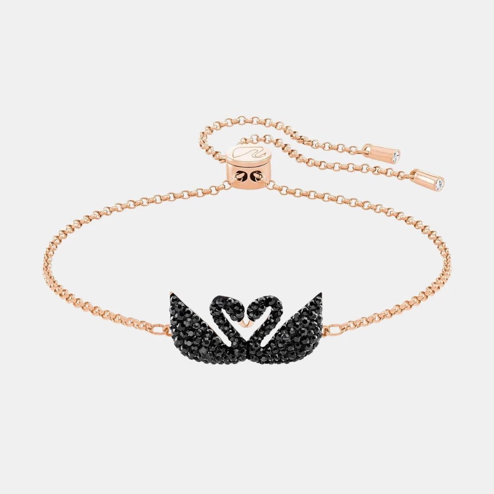Swarovski Black Rose Gold Double Swan Bracelet - DIVA ONLINE STORE