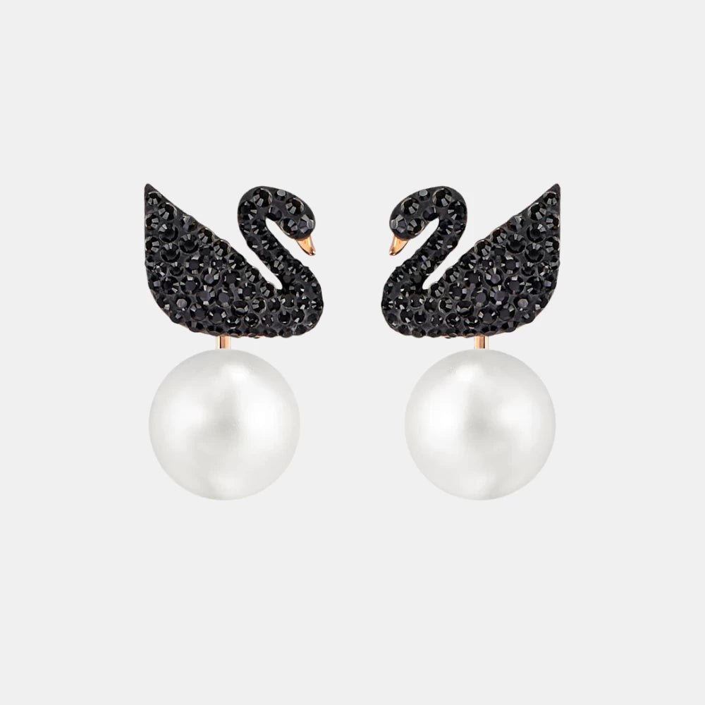 Swarovski Black Iconic Swan Earring Jackets - DIVA ONLINE STORE