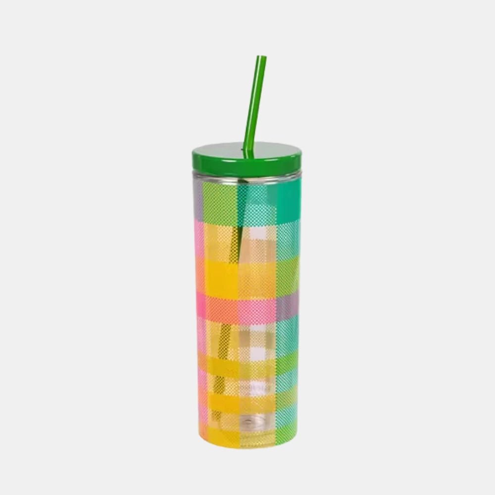 Kate Spade Acrylic Tumbler (Garden Plaid) - DIVA ONLINE STORE