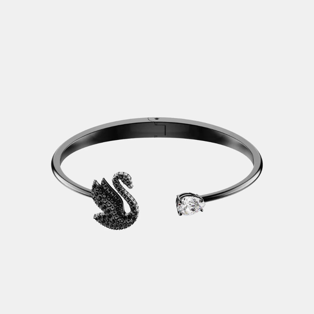Swarovski Black Ruthenium Swan Bangle - DIVA ONLINE STORE