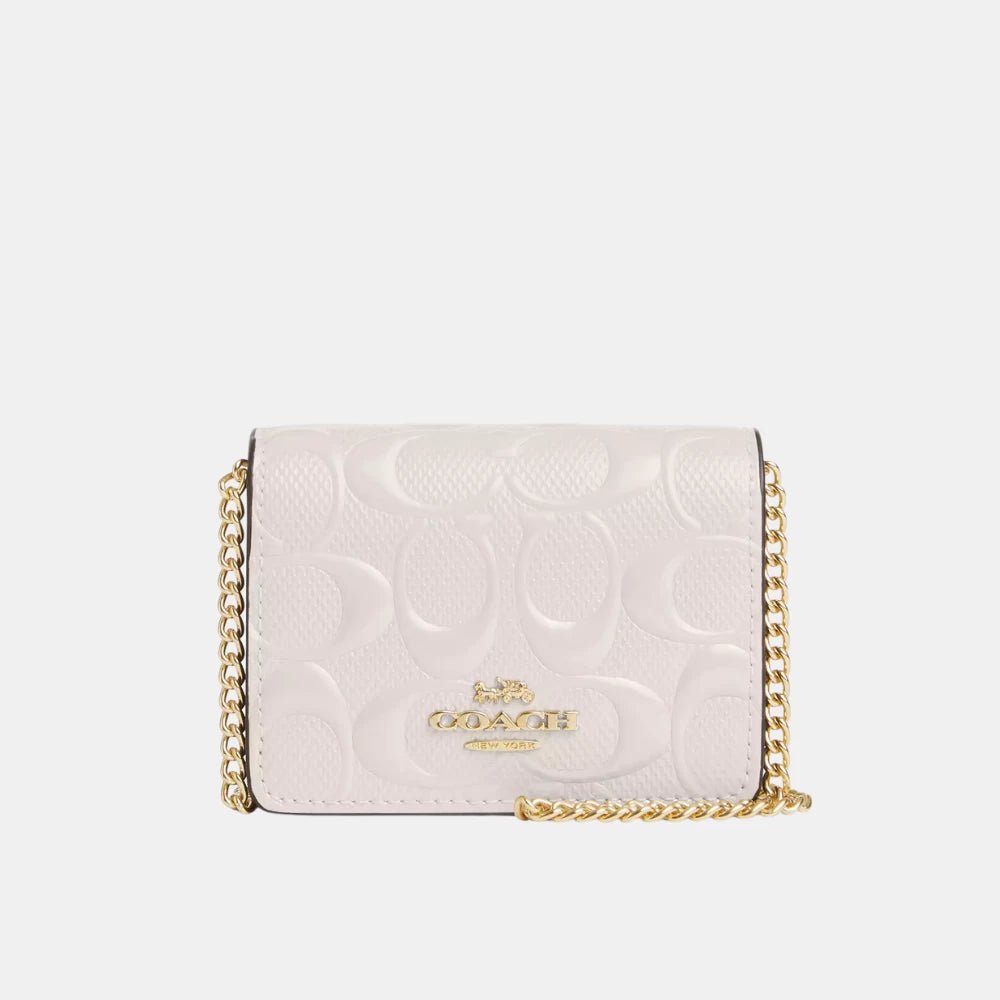Coach Mini Wallet On A Chain In Signature Leather (Chalk) - DIVA ONLINE STORE