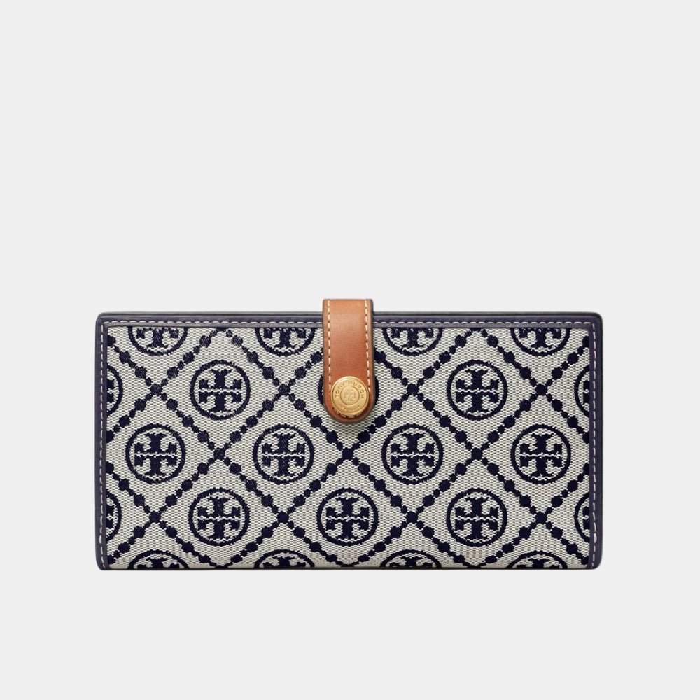 Tory Burch T Monogram Zip Slim Wallet (Navy) - DIVA ONLINE STORE