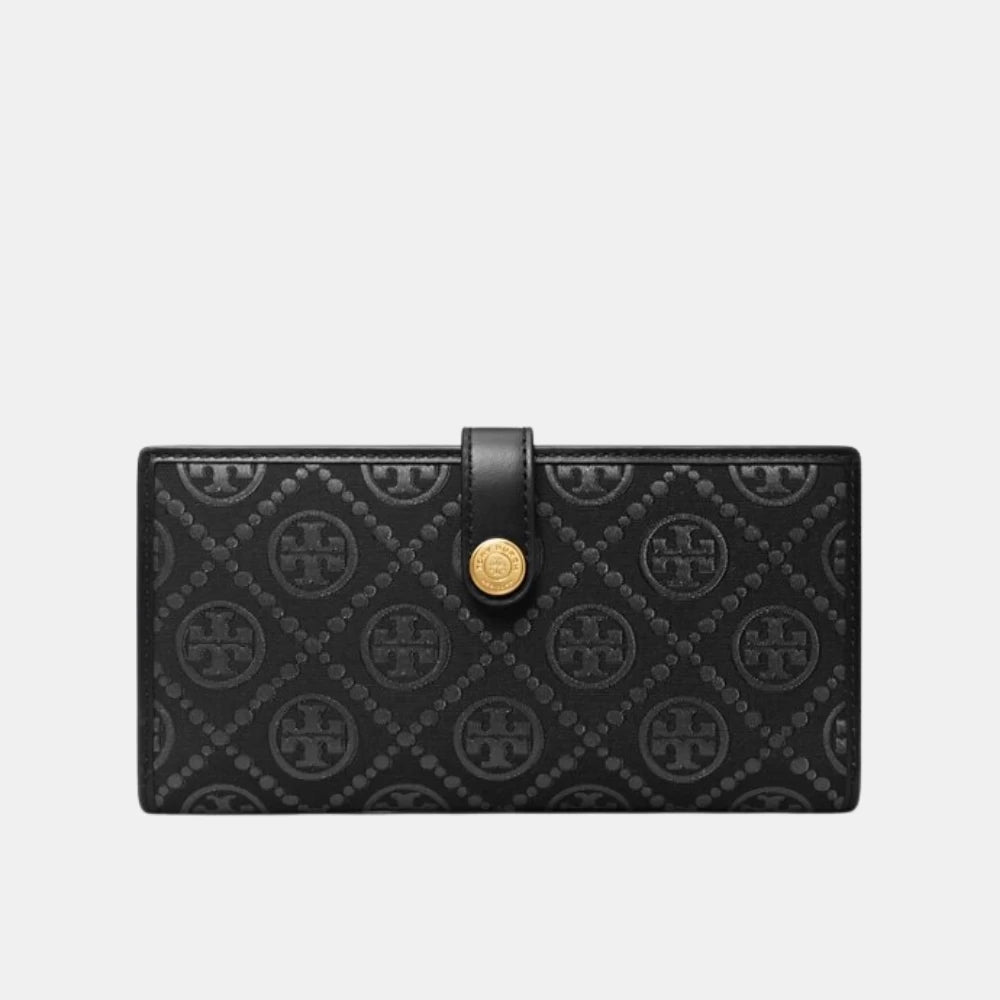 Tory Burch T Monogram Zip Slim Wallet (Black) - DIVA ONLINE STORE