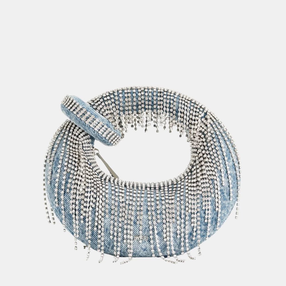 JW Pei Abacus Denim Artificial Crystal Mini Top Handle Bag (Blue) - DIVA ONLINE STORE