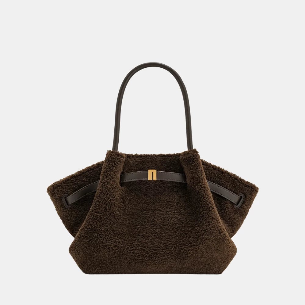 JW Pei Hana Medium Faux Fur Tote Bag (Mocha Brown) - DIVA ONLINE STORE