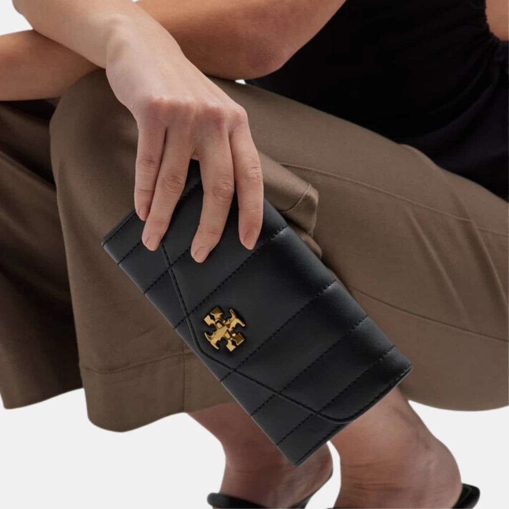 Tory Burch Kira Envelope Wallet in Quilted Leather (Black) - DIVA ONLINE STORE