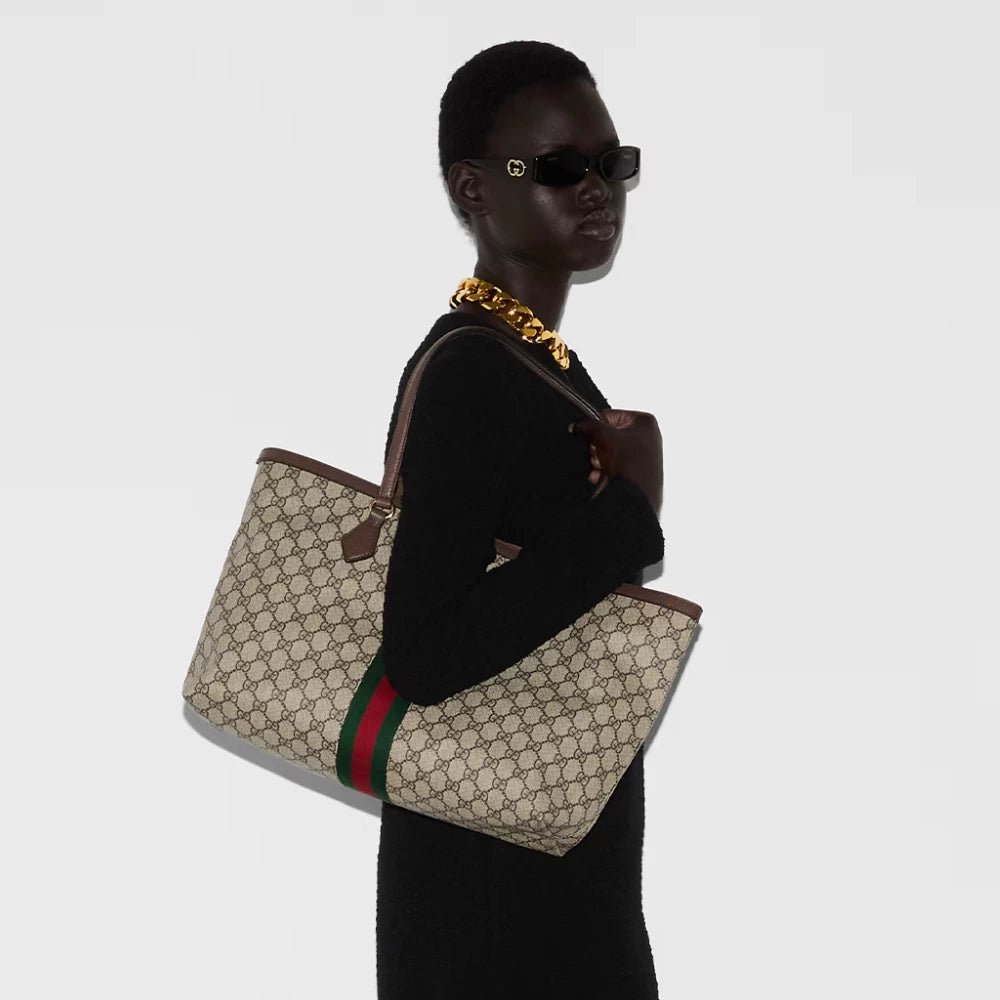 Gucci Ophidia Medium Tote Bag (Beige/Dark Brown) - DIVA ONLINE STORE