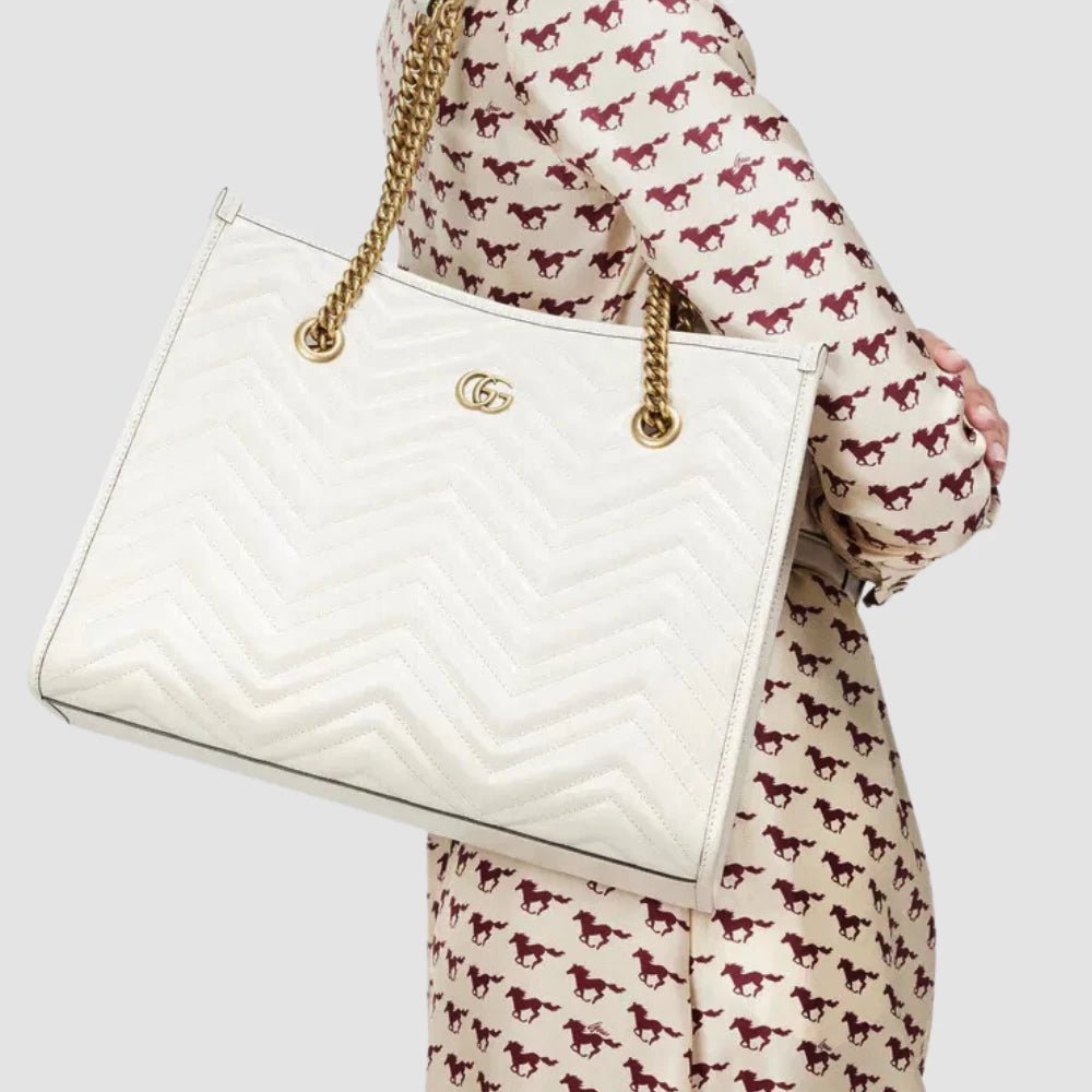 Gucci GG Marmont Medium Tote Bag (White) - DIVA ONLINE STORE