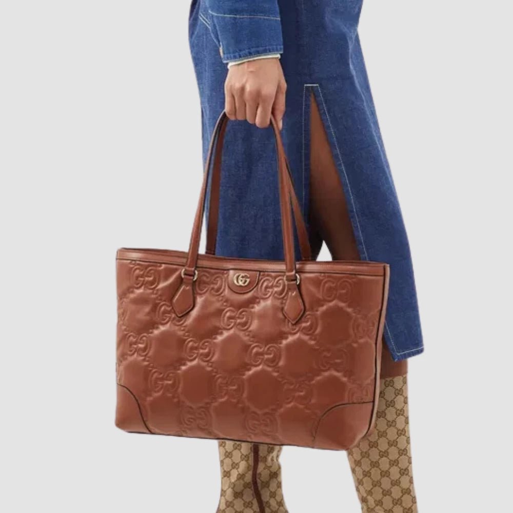 Gucci Medium Matelassé Leather Tote Bag (Tan) - DIVA ONLINE STORE