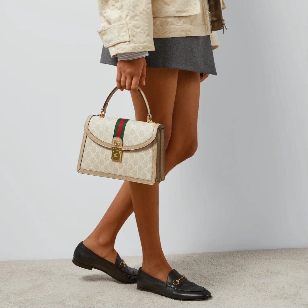 Gucci Ophidia Small Top Handle Bag (Beige/White) - DIVA ONLINE STORE