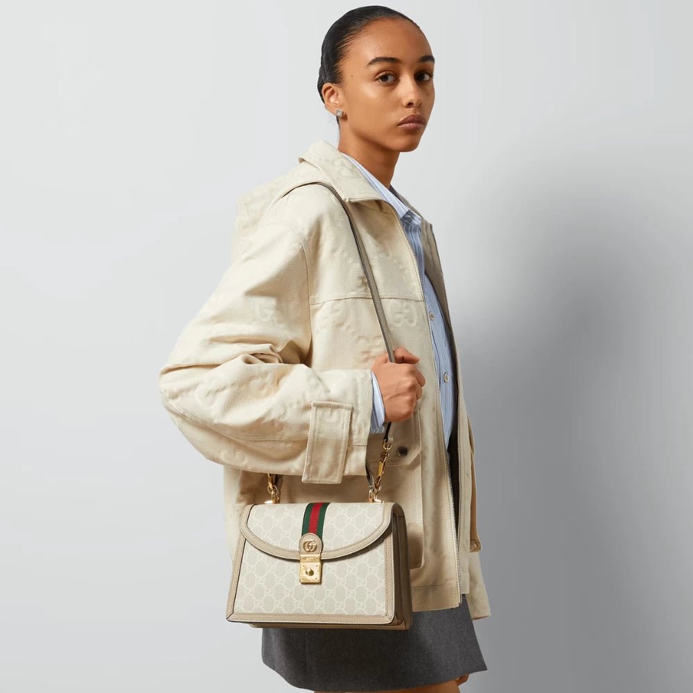 Gucci Ophidia Small Top Handle Bag (Beige/White) - DIVA ONLINE STORE