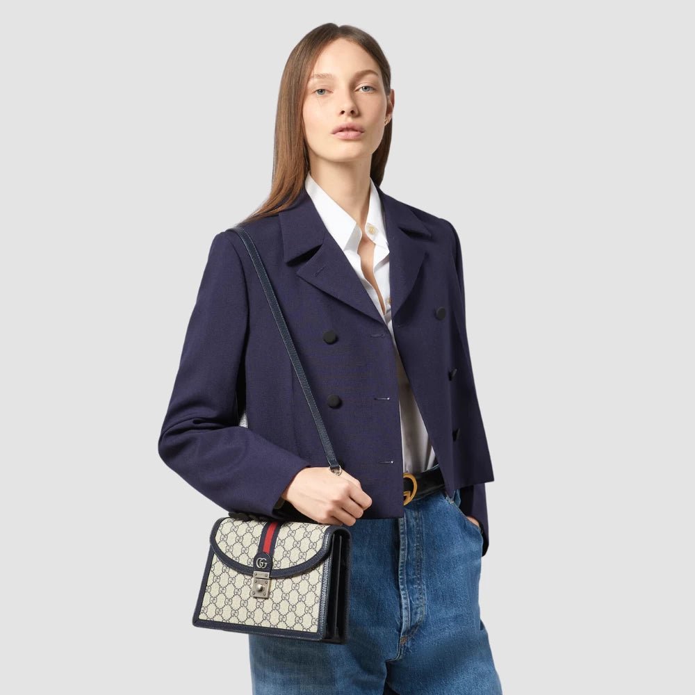 Gucci Ophidia Small Top Handle Bag (Beige/Blue) - DIVA ONLINE STORE