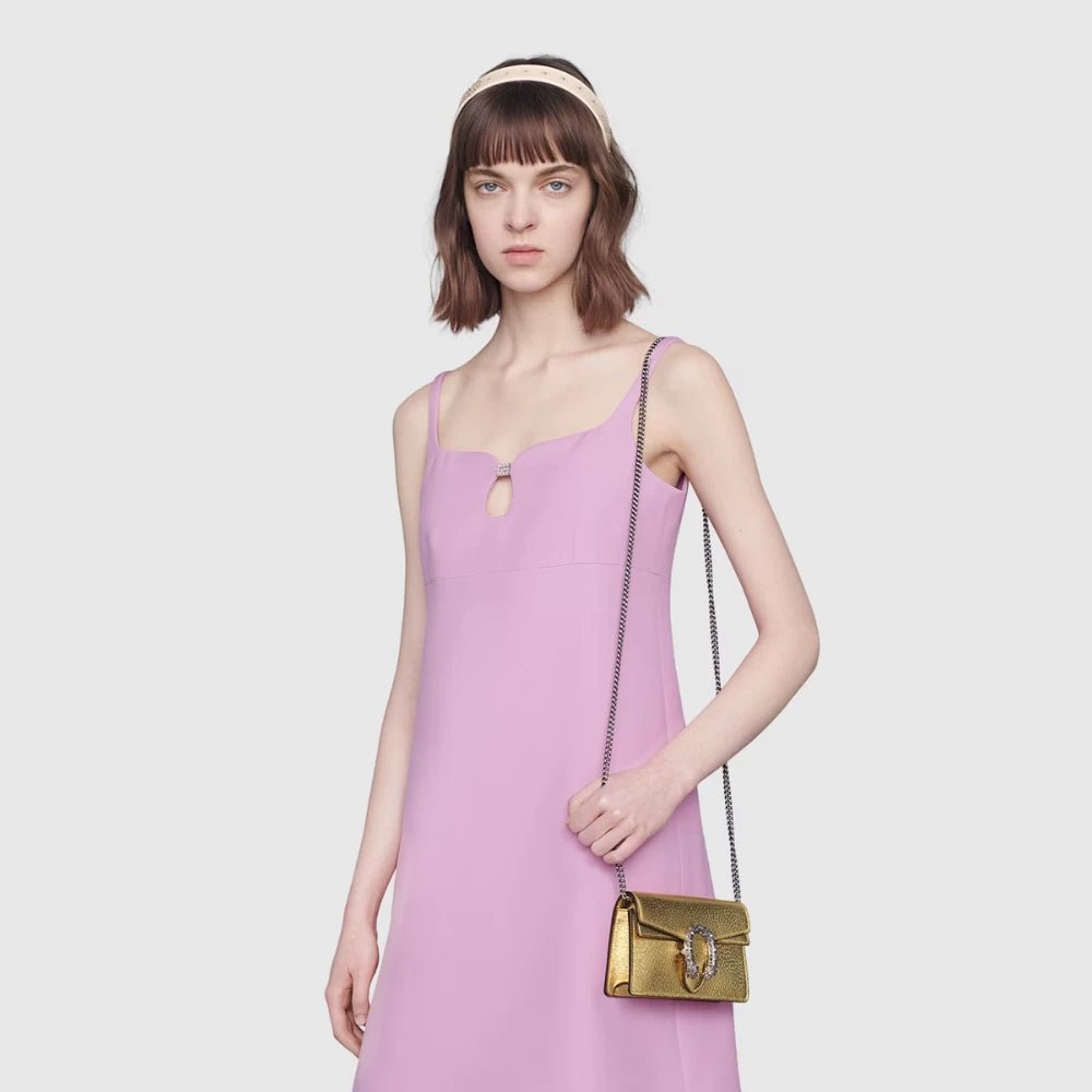 Gucci Dionysus Super Mini Bag in Gold Lamé Leather - DIVA ONLINE STORE