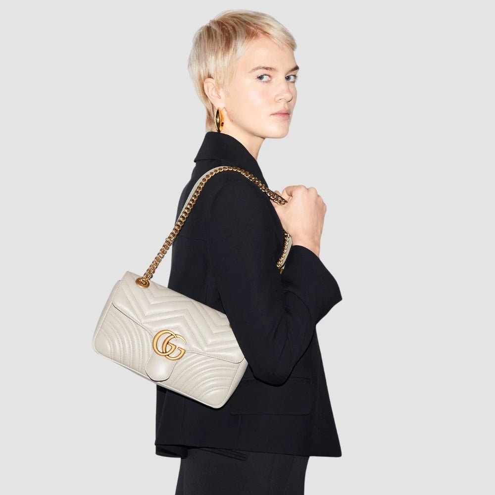 Gucci GG Marmont Small Shoulder Bag (White) - DIVA ONLINE STORE