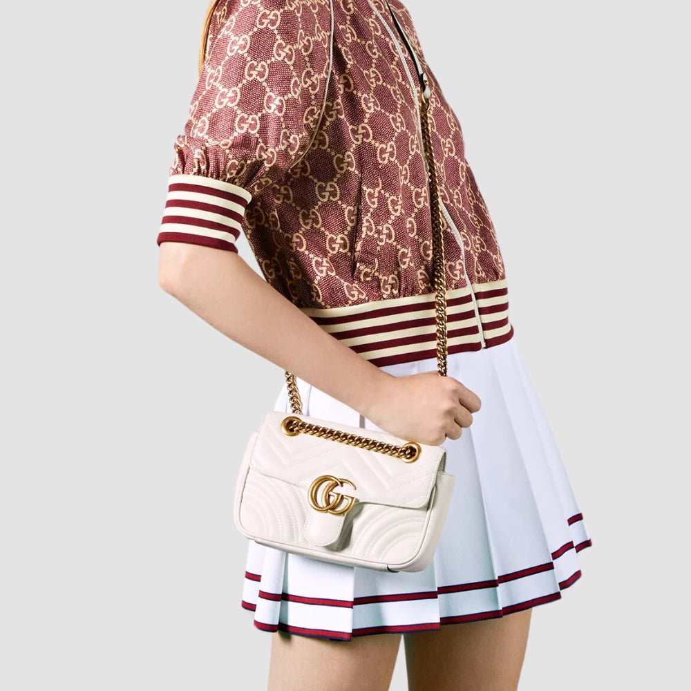 Gucci GG Marmont Mini Shoulder Bag (White) - DIVA ONLINE STORE