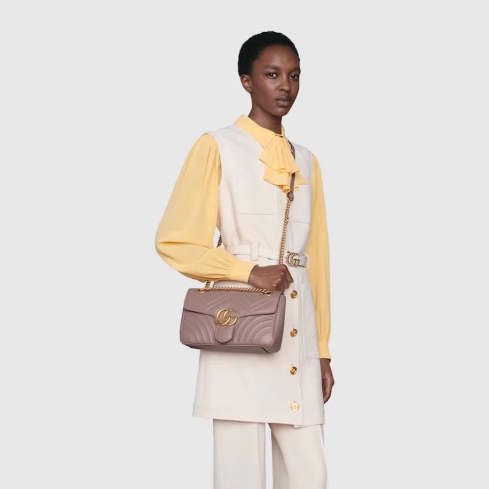 Gucci GG Marmont Small Shoulder Bag (Dusty Pink) - DIVA ONLINE STORE