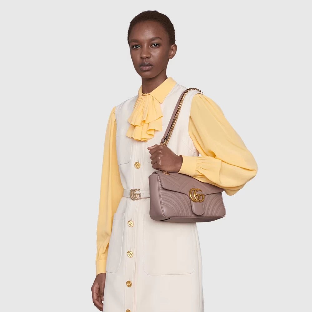 Gucci GG Marmont Small Shoulder Bag (Dusty Pink) - DIVA ONLINE STORE