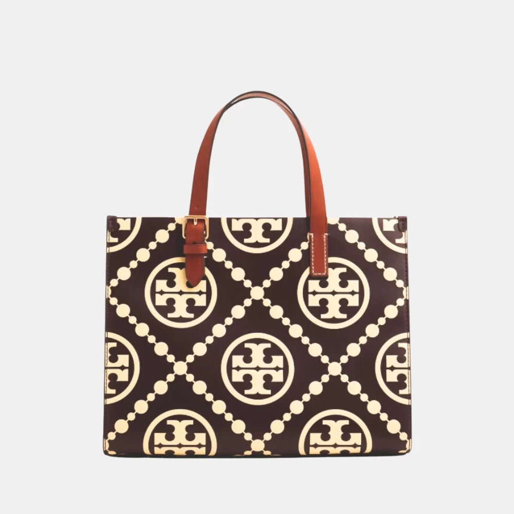 Tory Burch Small T Monogram Contrast Embossed Tote (Maroon) - DIVA ONLINE STORE