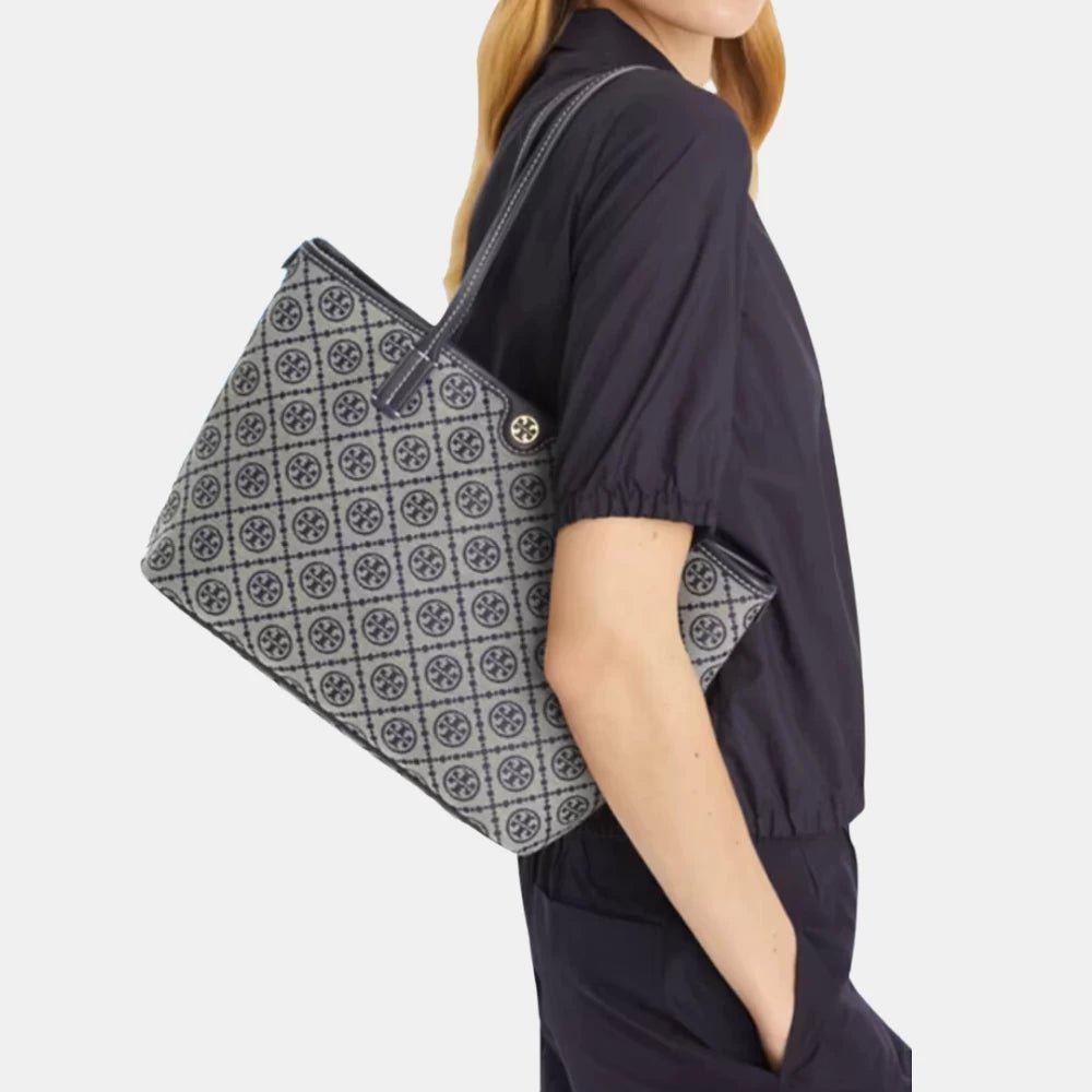 Tory Burch Small T Monogram Zip Tote (Tory Navy) - DIVA ONLINE STORE