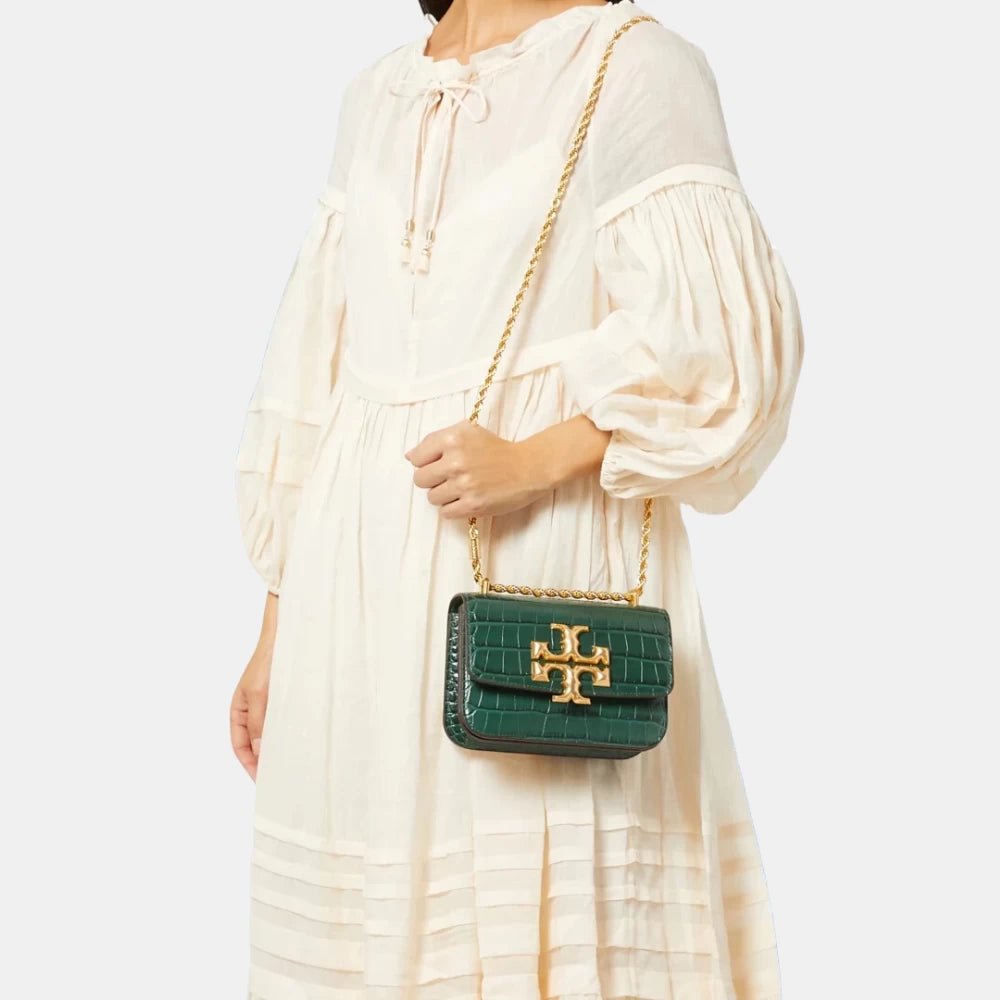 Tory Burch Small Eleanor Croc - Embossed Bag (Green) - DIVA ONLINE STORE