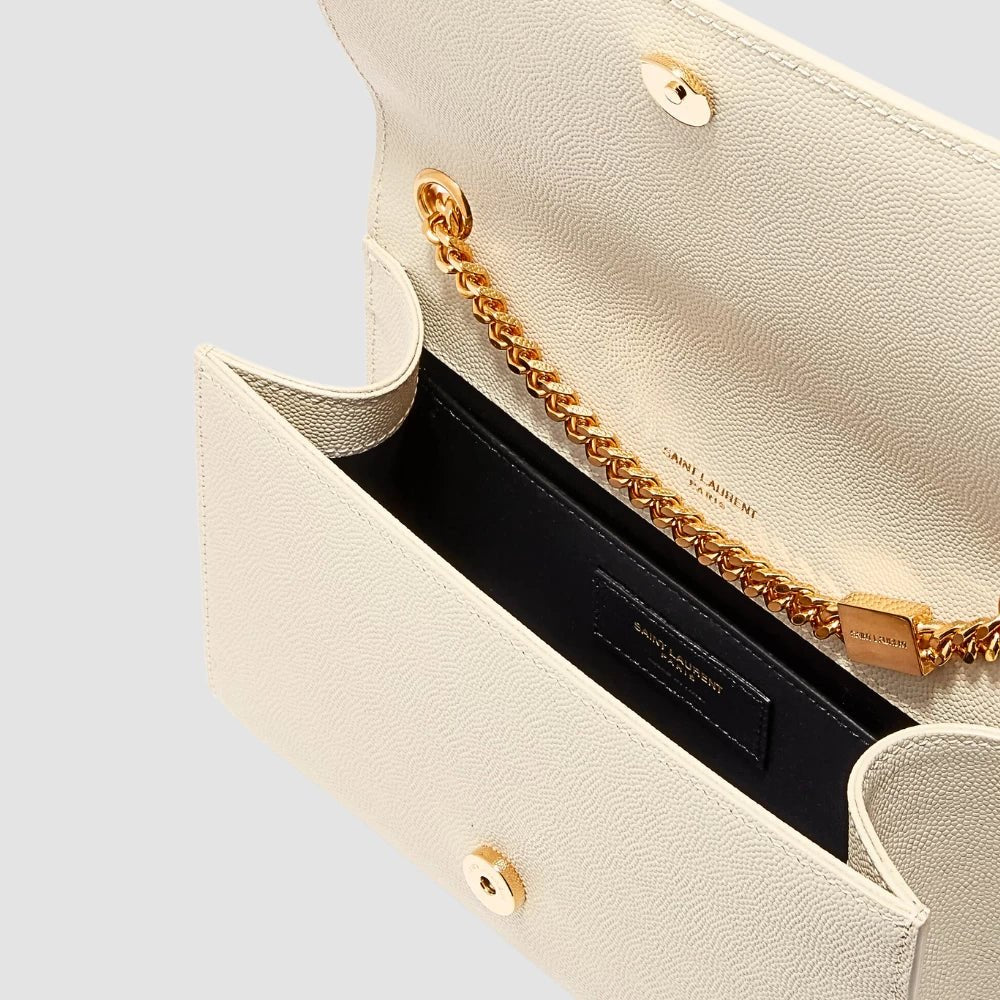 Saint Laurent Kate Small in Grain De Poudre Embossed Leather (Blanc Vintage) - DIVA ONLINE STORE