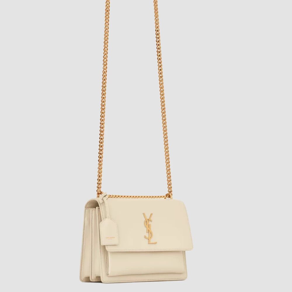 Saint Laurent Sunset Medium In Smooth Leather (Blanc Vintage) - DIVA ONLINE STORE