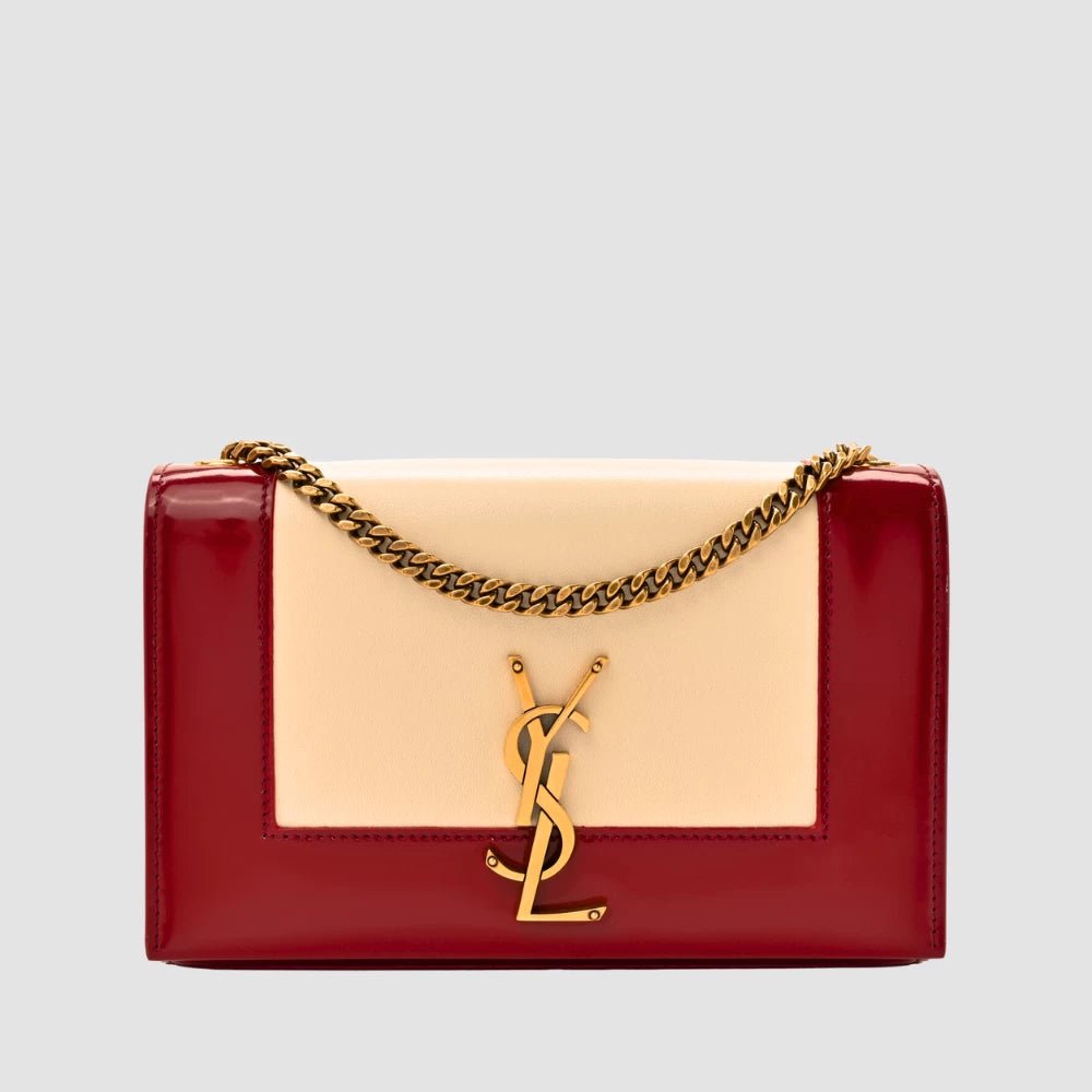 Saint Laurent Kate Small Shoulder Bag (Oxblood/Off White) - DIVA ONLINE STORE