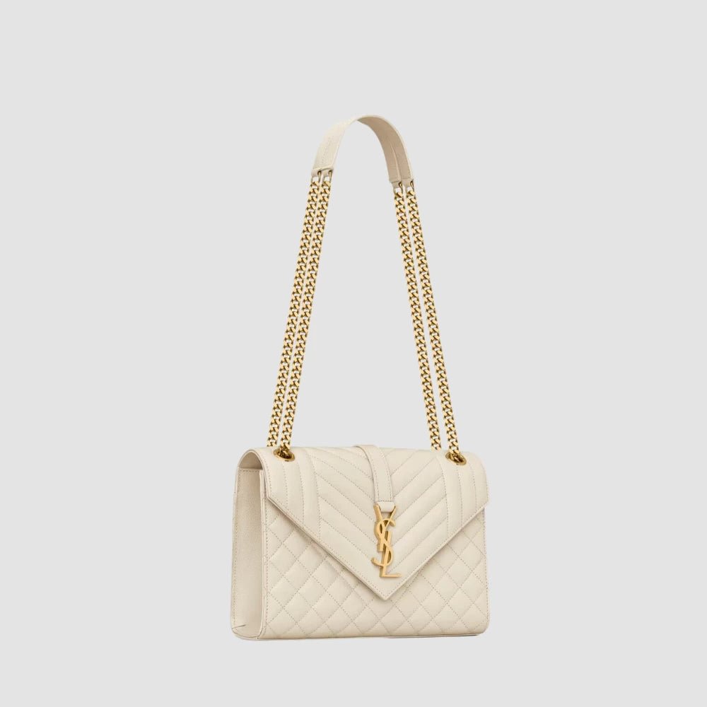 Saint Laurent Envelope Medium Quilted Bag (White) - DIVA ONLINE STORE