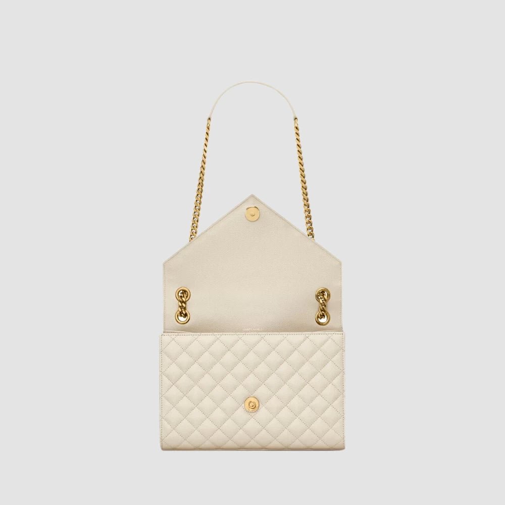 Saint Laurent Envelope Medium Quilted Bag (White) - DIVA ONLINE STORE