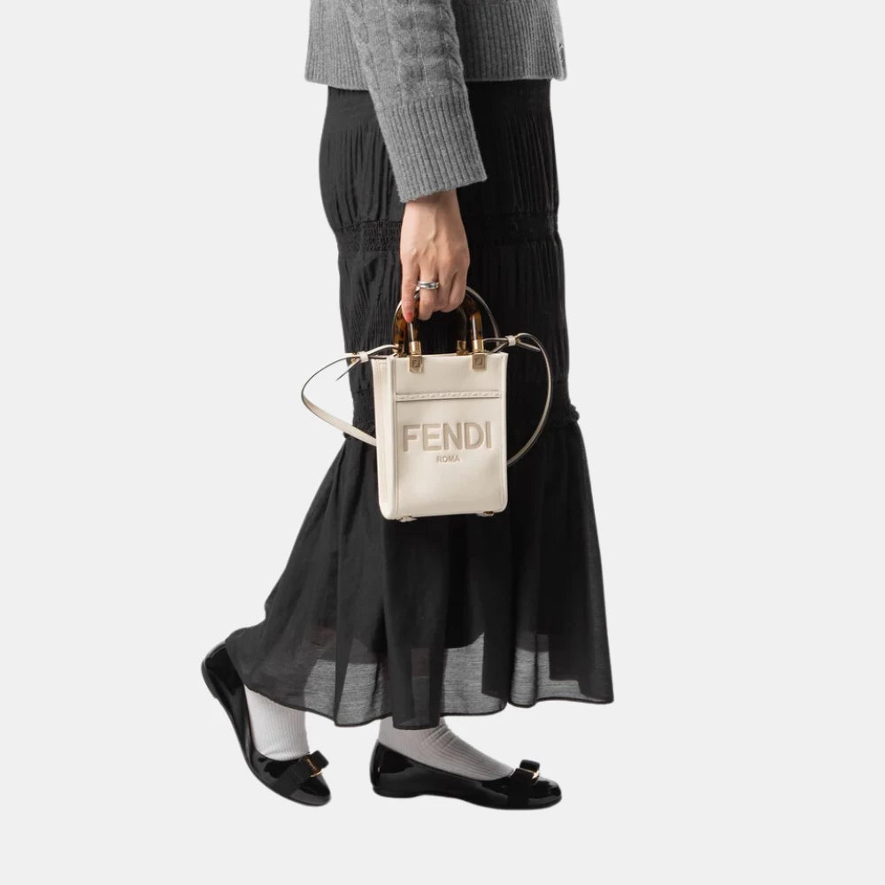 Fendi Mini Sunshine Shopper Bag (Ivory) - DIVA ONLINE STORE