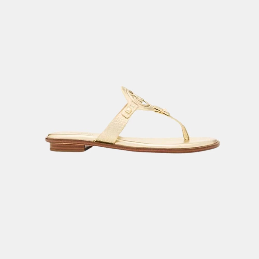 Michael Kors Aubrey Metallic T - Strap Sandal (Gold) - DIVA ONLINE STORE