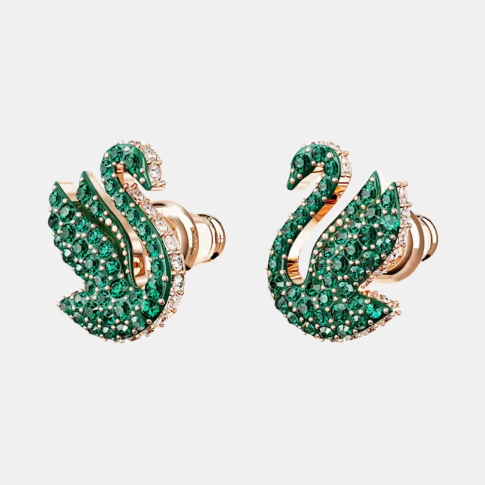 Swarovski Green Swan Stud Earrings - DIVA ONLINE STORE
