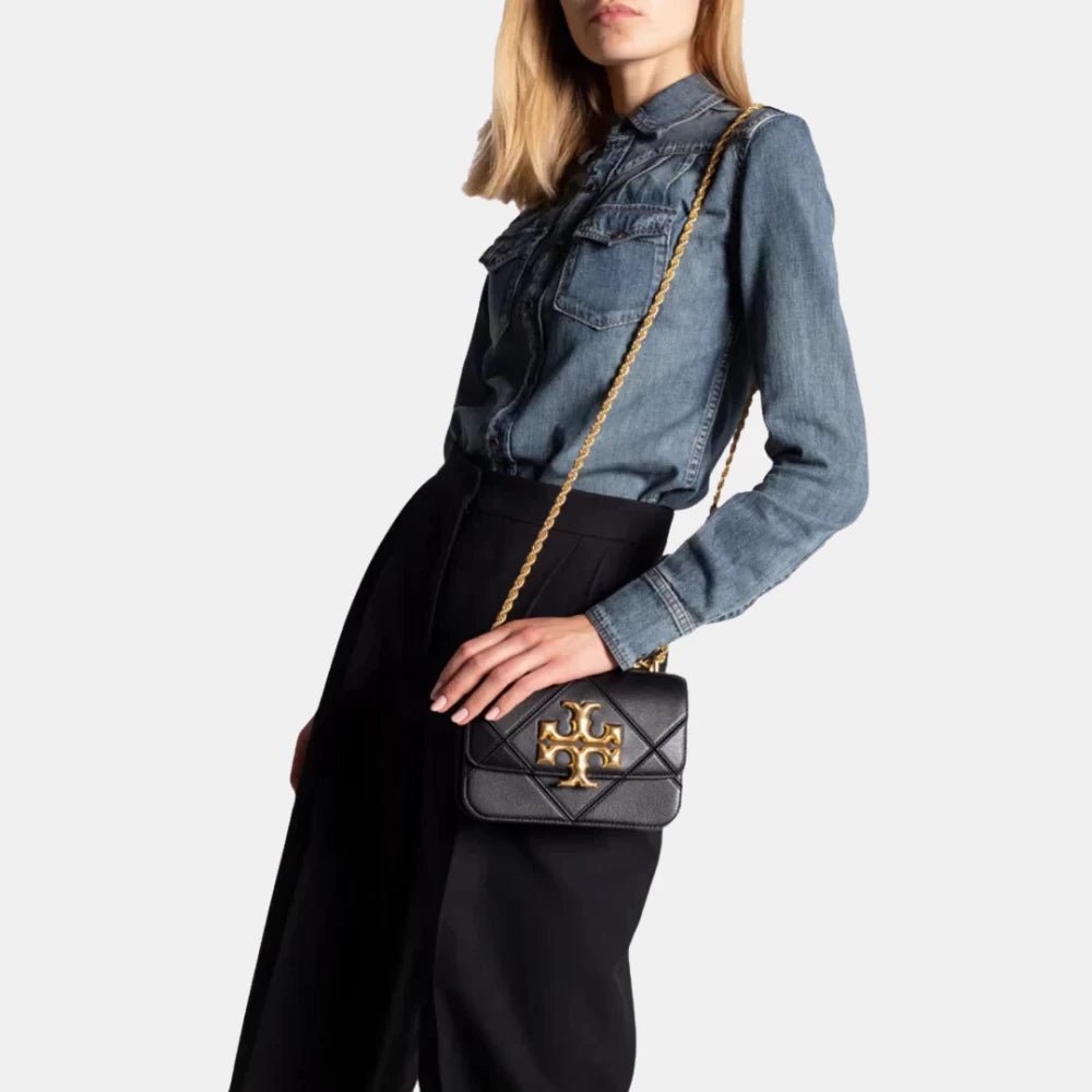 Tory Burch Small Eleanor Diamond Quilt Bag (Black) - DIVA ONLINE STORE