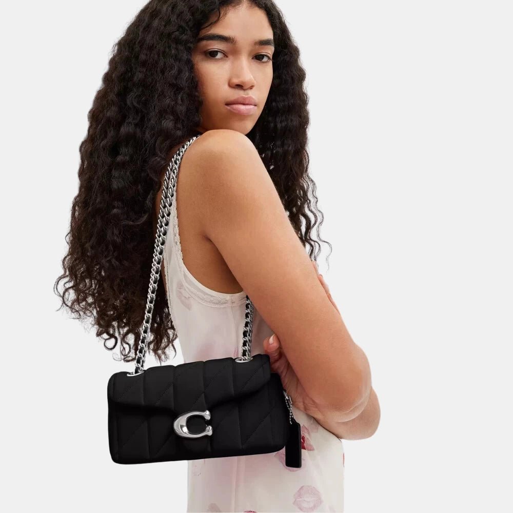 Coach Quilted Tabby Shoulder Bag (Black/Silver) - DIVA ONLINE STORE