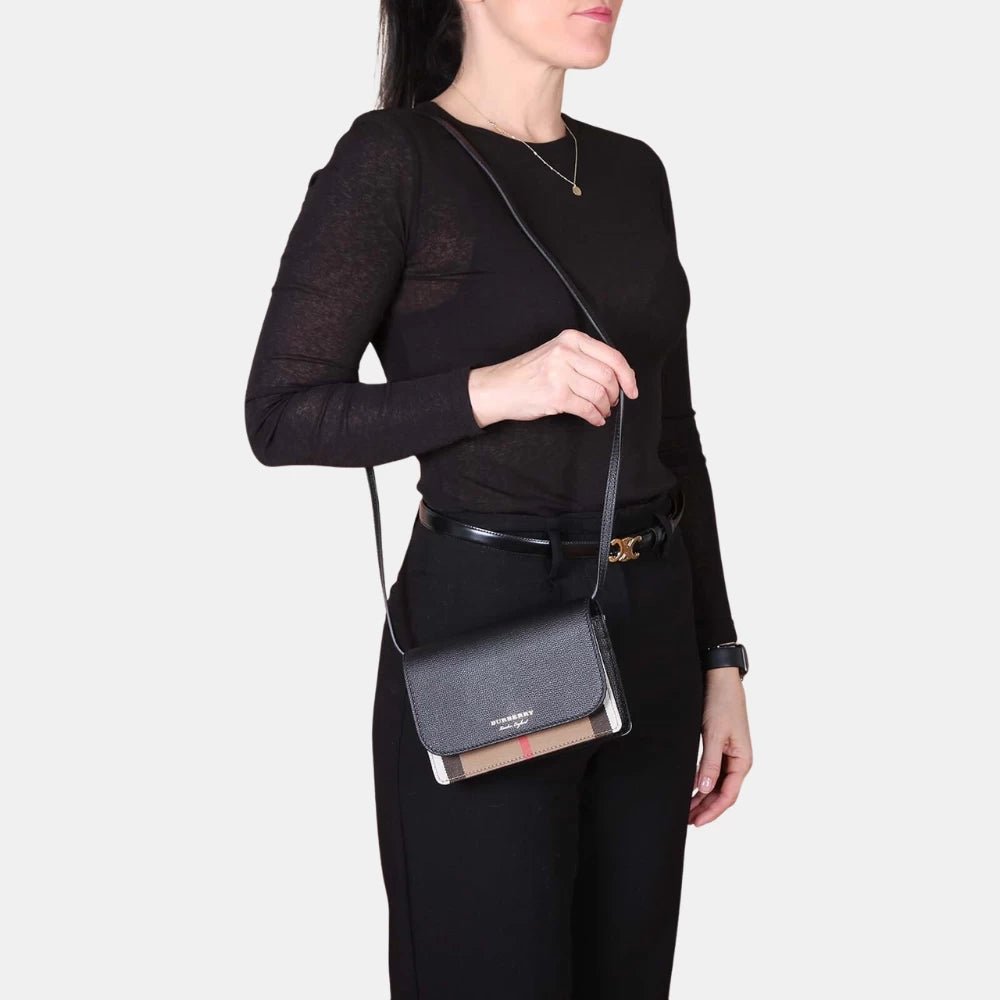 Burberry Hampshire House Check Crossbody Bag (Black) - DIVA ONLINE STORE