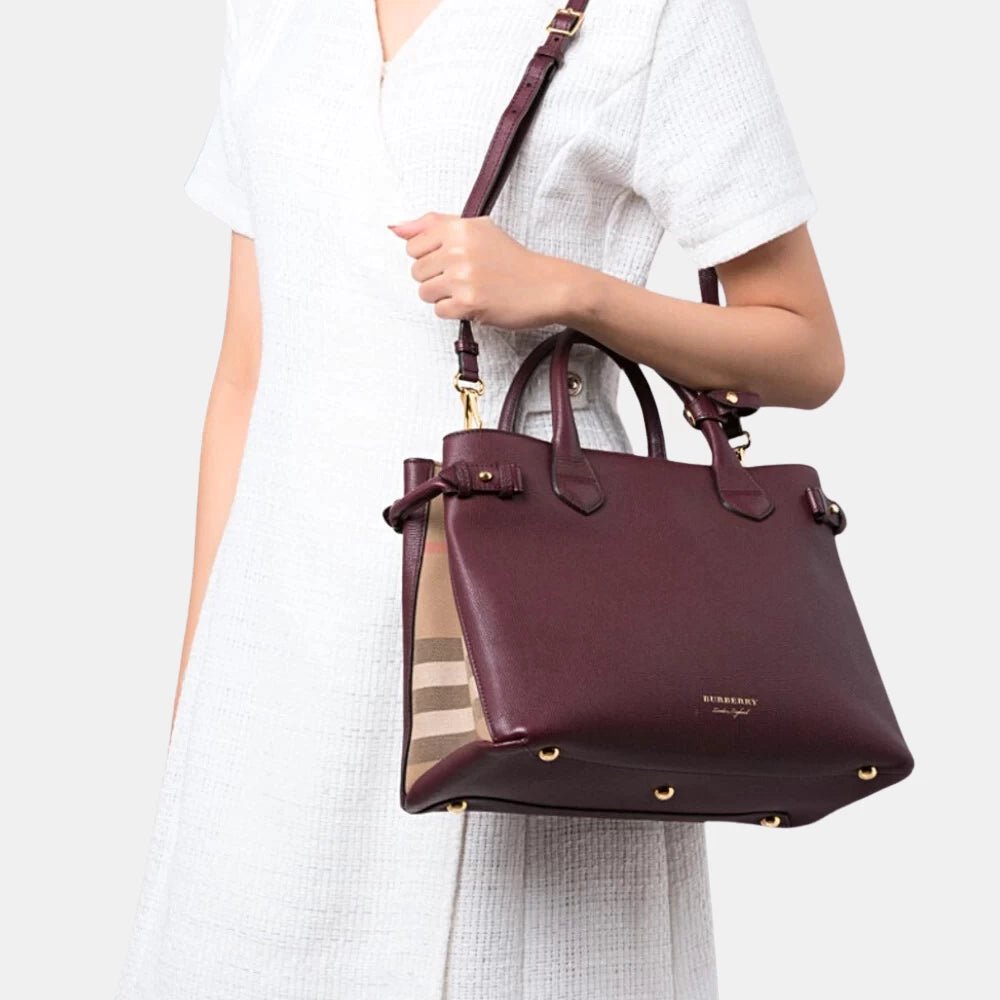 Burberry Medium Banner Tote Bag (Maroon) - DIVA ONLINE STORE