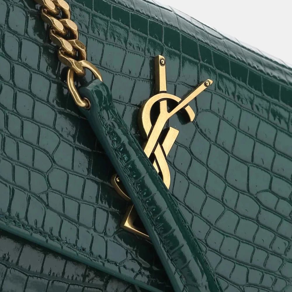 Saint Laurent Sunset Monogram Medium Croc Embossed (Dark Mint) - DIVA ONLINE STORE