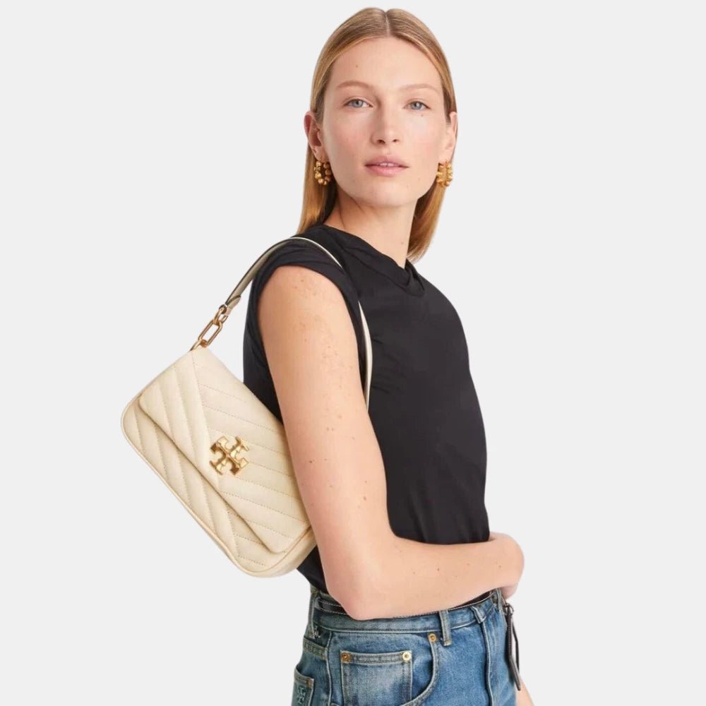 Tory Burch Kira Chevron Small Shoulder Flap Bag (New Cream) - DIVA ONLINE STORE