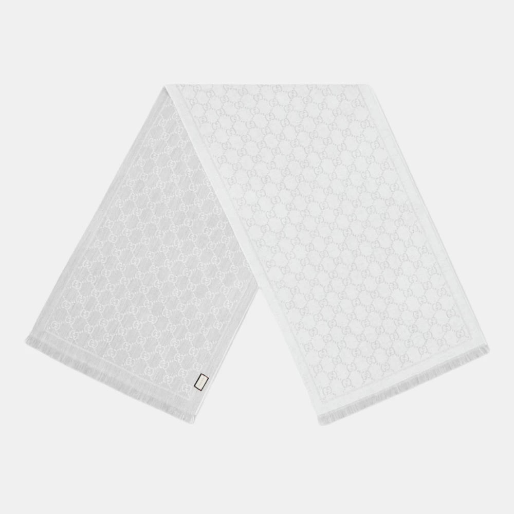 Gucci GG Jacquard Knitted Scarf (Silver) - DIVA ONLINE STORE